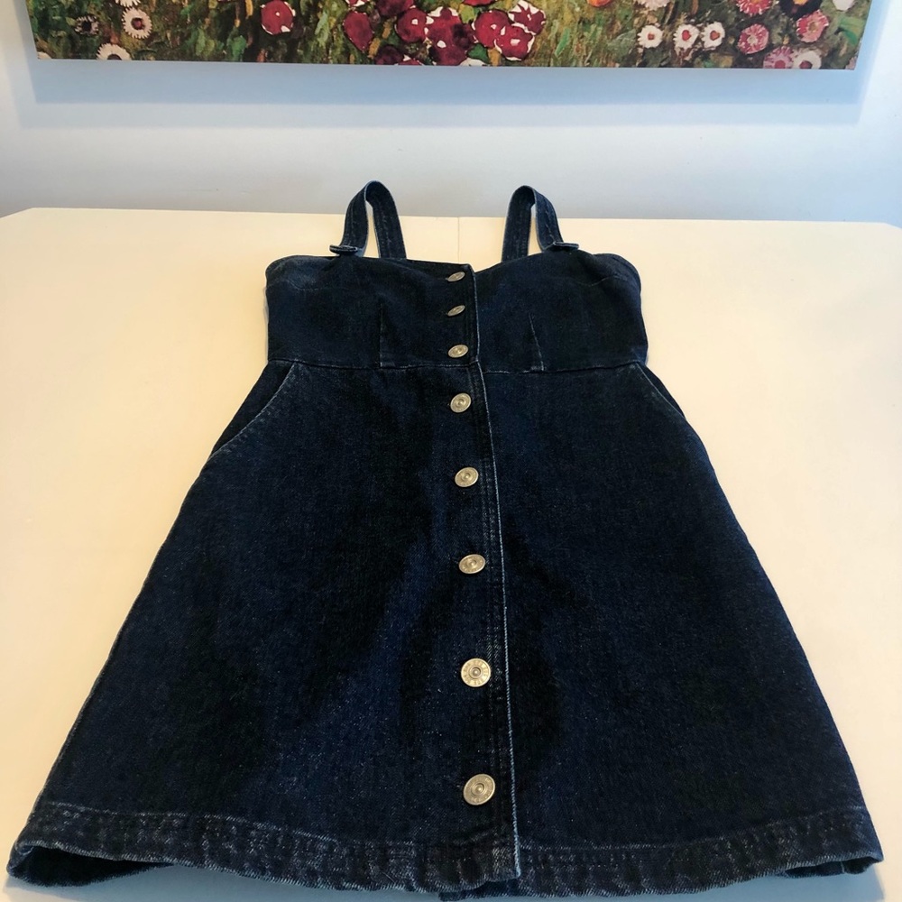Denim dress.
